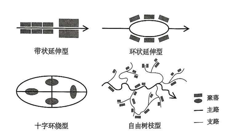 在长江上游川江段,散布着大小不一、形态各异、数量众多的江心岛。根据地貌差异可将江心岛分为山地型和平坝型两类,其中山地型地形起伏较大,平坝型地势较为平坦。岛上以传统农耕为主,在长期渐进式演化过程中,形成了“山-水-林-田-居”于一体的岛屿聚落环境体系。下图示意川江段江心岛路网与聚落空间关系的结构模式。据此完成下面小题。
