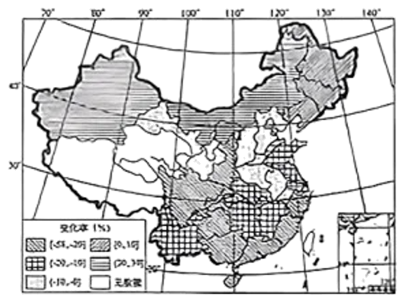 粮食安全是我国国家安全的重要组成部分、耕地资源是粮食安全的基础。近年来我国耕地面积发生了变化,并呈现出区域差异。下图为2009—2019年我国省级行政区耕地面积变化图。据此完成下面小题。