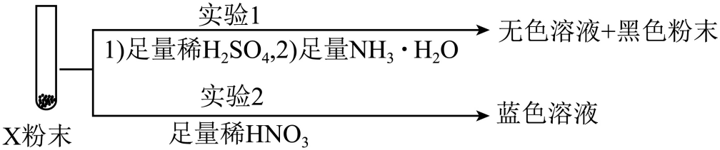 ③同学乙搅拌下分批加入1.18g Zn粉,得到黑色粉末X。分析结果表明,X中不含Zn 和Cu(I) 。关于X 组成提出了三种可能性:Ⅰ CuO;Ⅱ CuO和Cu ;Ⅲ Cu,开展了下面2个探究实验: